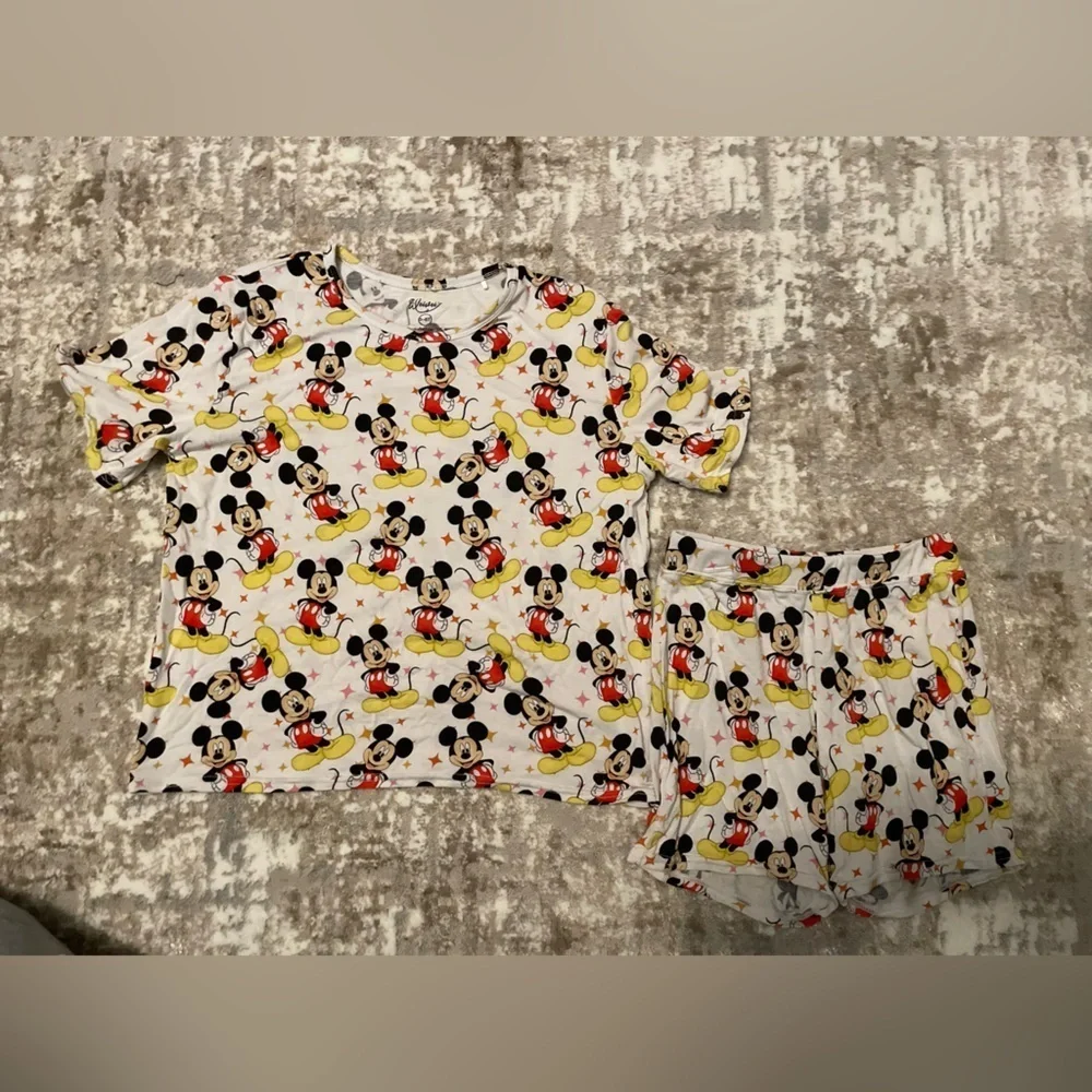 Weiwei Mickey Mouse Bamboo Kids Pajama Set - White and Yellow size 5/6